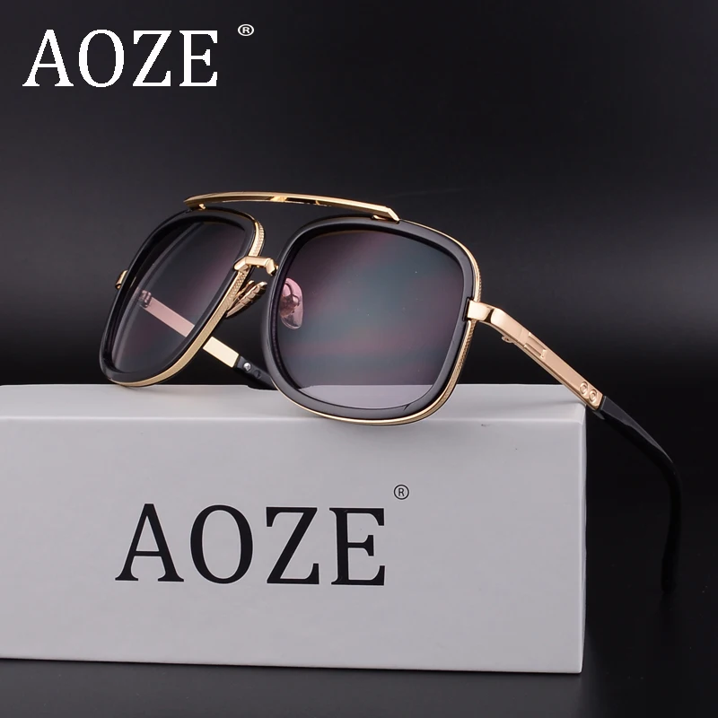 AOZE негабаритных ретро бренд стимпанк Солнцезащитные очки UV400 для мужчин женщин розовые зеркальные солнцезащитные очки анти UVA очки D1828