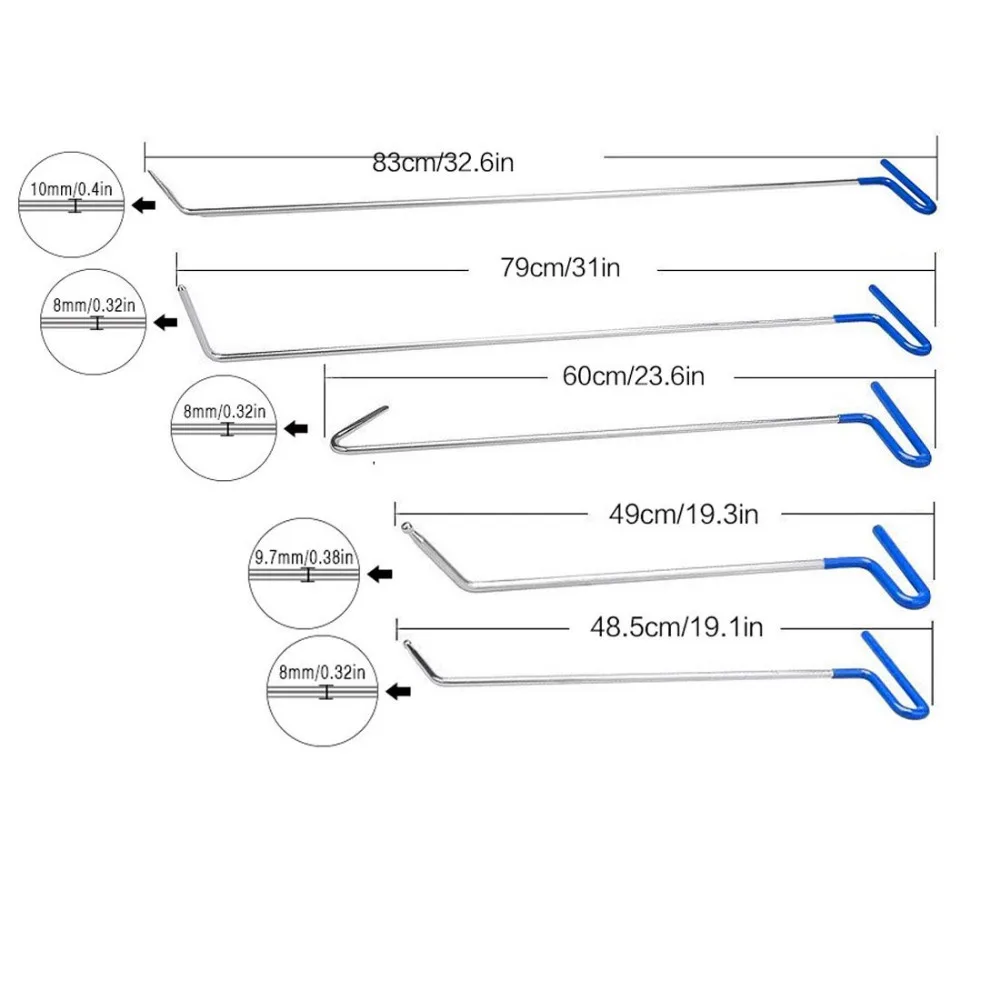 WHDZ PDR стержни 11 шт. Авто тело вмятин ремонт градом повреждения удаления инструменты PDR стержни инструмент для авто тела вмятин удаление PDR стержни крюк
