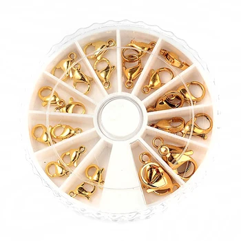 

24pc/Box Stainless Steel Lobster Clasp Findings Mixed Gold Plated 15x9mm For DIY Jewelry Making Necklace Bracelet Accessories