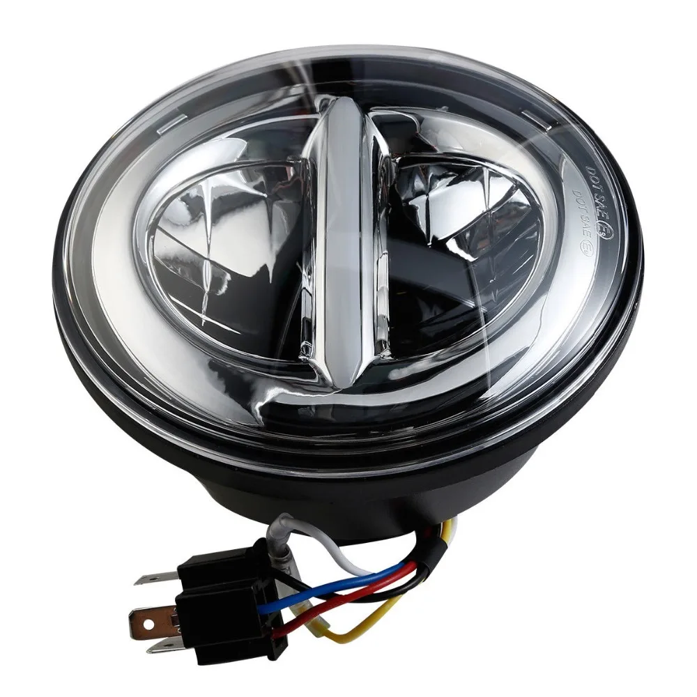 

Motorcycle 5-3/4 5.75" Round Projector LED Headlamp Headlight For Harley Sportster 883 1200 Dyna Softail