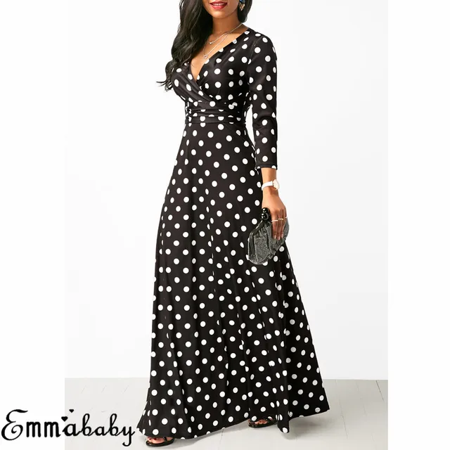 Vestido Largo De Para Mujer, Prenda De Manga Larga, Sexy, Con Cuello De Pico, A La Moda, Para Otoño - Vestidos - AliExpress