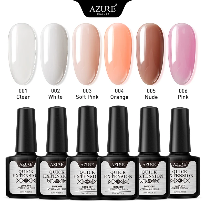 

AZURE BEAUTY 6Pcs/Lot Extension UV Gel Nail Varnish Set Semi Permanent Extend Led Nail Polish Quick Building Led Gel