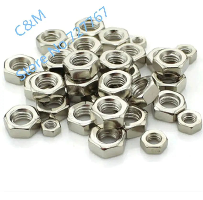 Free shipping 100 pcs M4 Dia 4mm Hex Screw Nut Stainless Steel Nuts