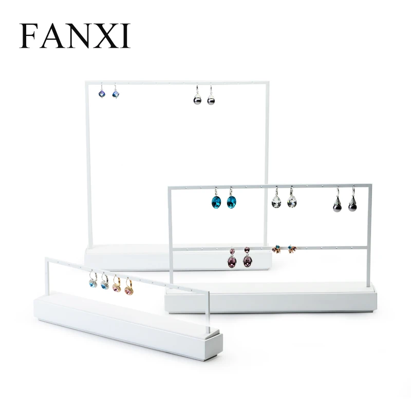 Fanxi New Metal Frame White Earring Display Stand Ear Stud Rack Holder Pendant Jewelry Display Showcase Jewelry Organizer Box Jewelry Packaging