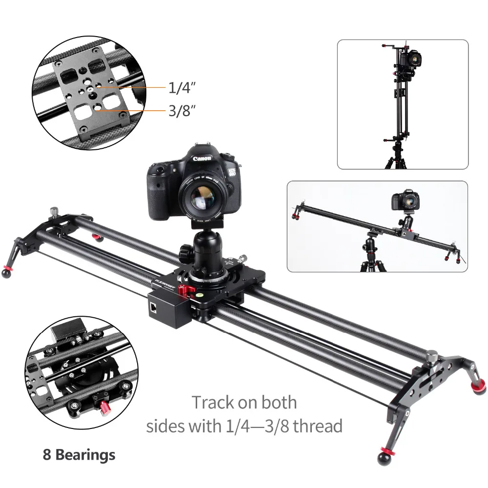 ASHANKS Stepper Motor Motorized Timelapse Video Slider Follow Focus Rail Carbon Slide for Electric Control DSLR Camera Shooting