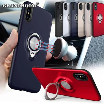 

50pcs Luxury Finger Ring Magnetic Holder Stand Case For iPhone XS Max XR X 8 7 6 6S Plus Shockproof TPU Suction Bracket Cover
