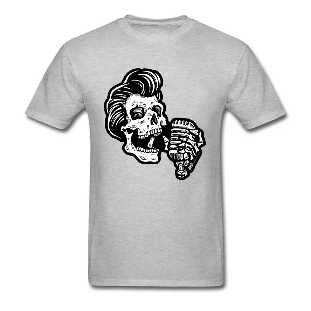 Rockabilly Greaser Skull Pure Cotton Family Tops Tees Funny Short Sleeve Men T Shirts Casual Summer Tee Shirts Crew Neck Rockabilly Greaser Skull grey