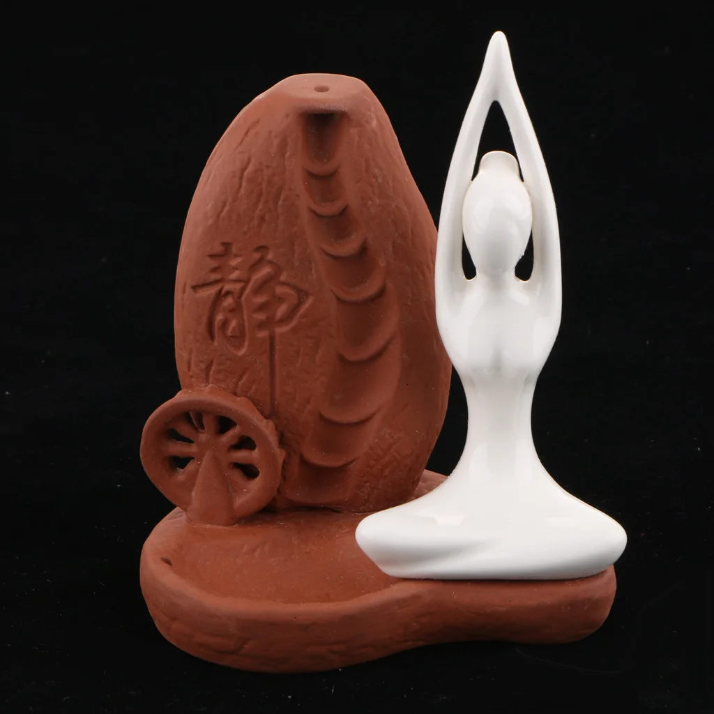 1 Piece Ceramic Backflow Yoga Girl Incense Burner Home Yoga Room Study Decor - Color: J