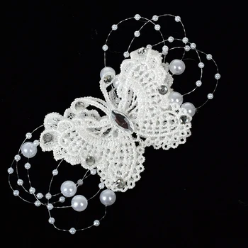 

Lace Crystal Butterfly Hair Clip Lady Bridal Jewelry Wedding Handmade Styling Pearl Clip Pin