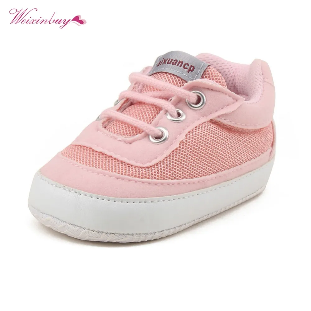 WEIXINBUY/Обувь для новорожденных мальчиков и девочек; обувь для первых шагов; сезон весна-осень; обувь на мягкой подошве для маленьких мальчиков; парусиновая детская обувь для малышей 0-18 месяцев