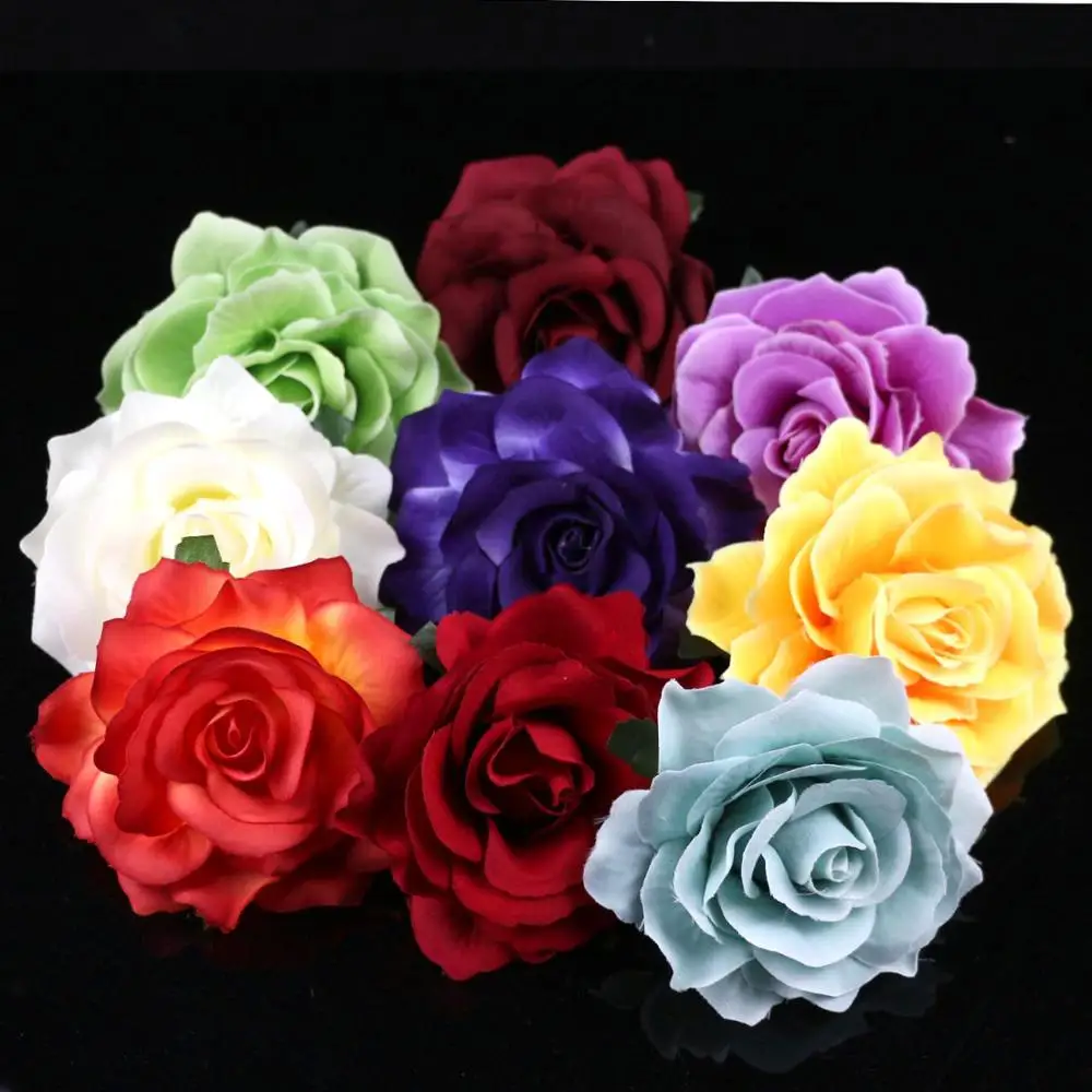 20PCS/lot 12cm Artificial Roses Flower Heads Bulk Velvet rose Wedding Rose Fake flowers Multiple color