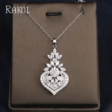 RAKOL Дубай набор золотого ожерелья и принтом в виде сердечек, Cubic Zirconia кулон Цепочки и ожерелья& цепи для Для женщин Винтаж изысканный подарок ювелирные изделия RN003K