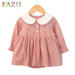 EAZII Платье для маленьких девочек хлопок Little Star с длинными рукавами с принтом принцессы с оборками и вечерние милые платья
