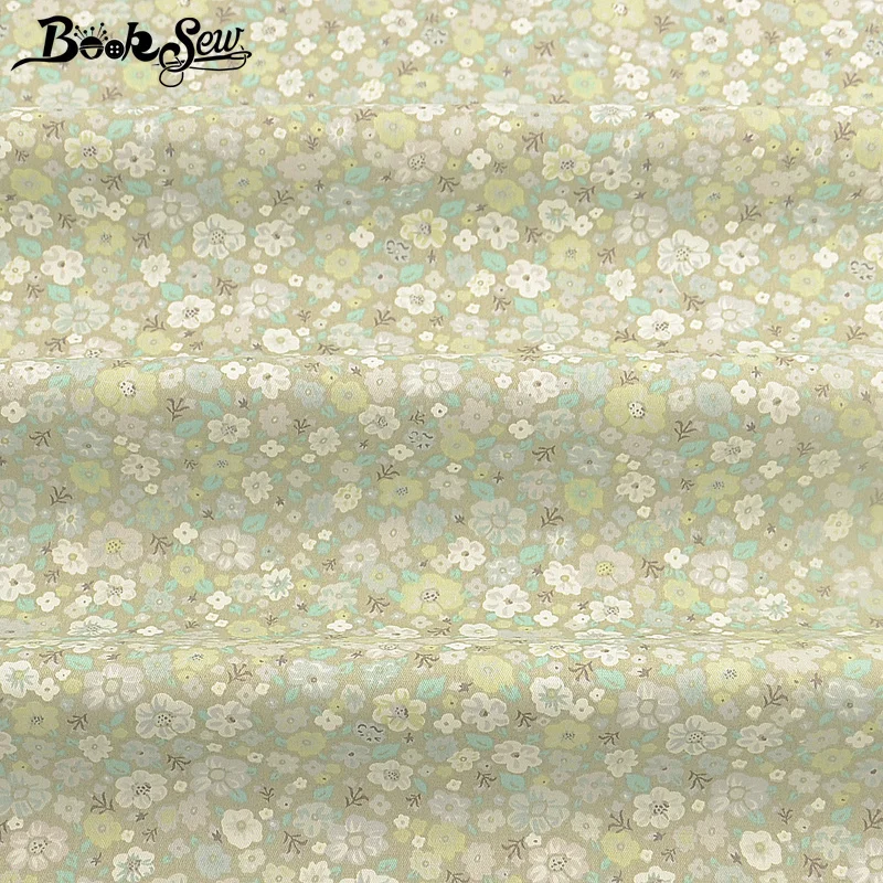 

Booksew Textile Fabric Meter Patchwork Sewing Printed Floral Design 100% Cotton Twill Quilting Fabric Green Cloth Tissu Coton
