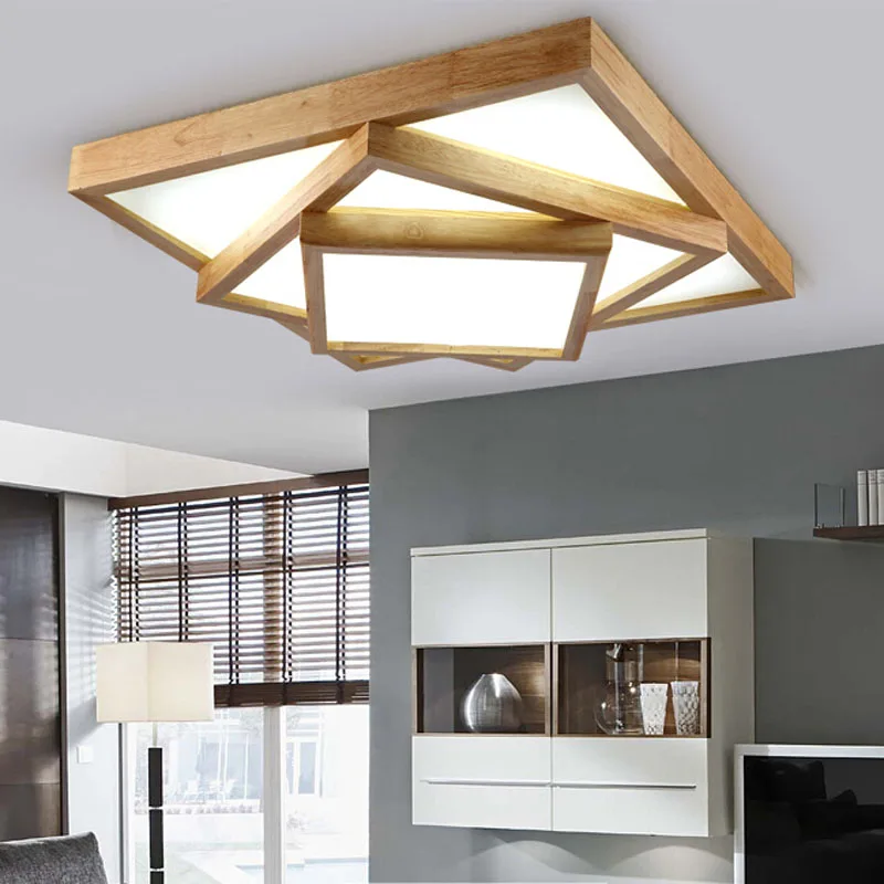 Modern Square Oak Acrylic Multi Floyer Ceiling Lights Fixture Home Deco Living Room Wood Led Ceiling Lamp Ceiling Lamp Wood Led Ceiling Lampled Ceiling Lamp Aliexpress