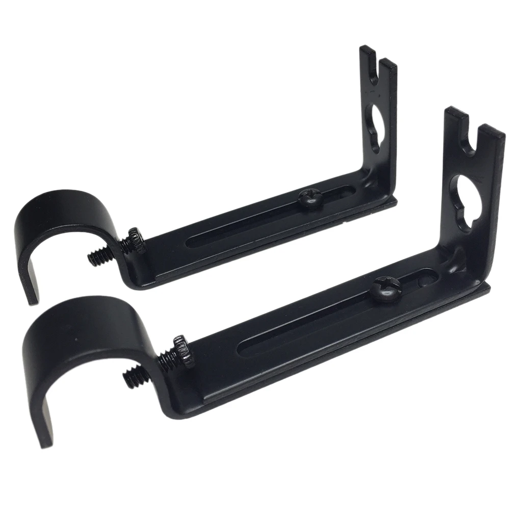 2pcs Metal Single Window Curtain Rod Bracket Holder Wall Mounted for Diameter 19.05mm Poles