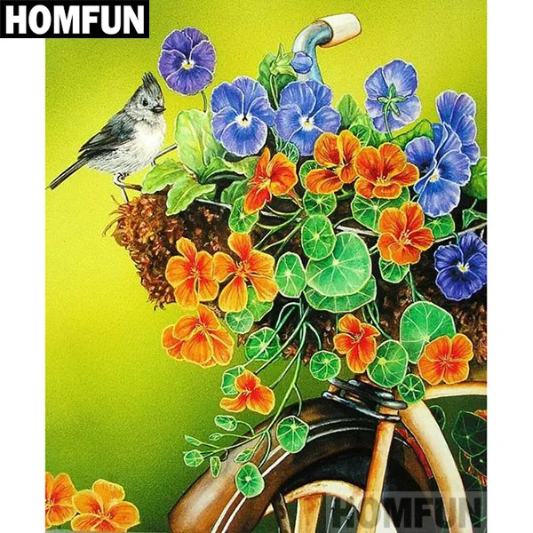 HOMFUN полная квадратная/круглая дрель 5D DIY Алмазная картина "Птица животного" 3D вышивка крестиком 5D домашний Декор подарок A06816 - Цвет: Фиолетовый