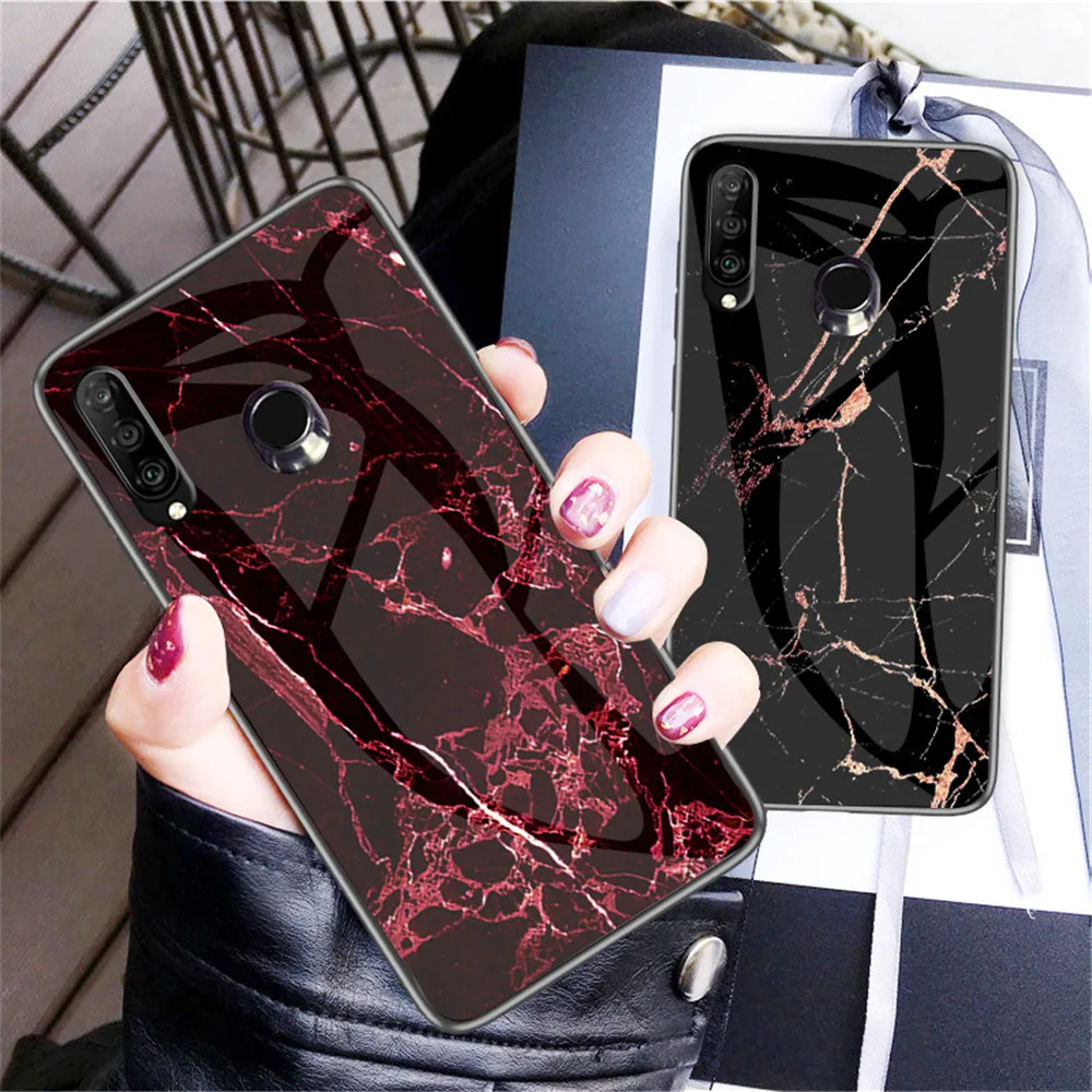 

huawei P30 Lite Case 6.15 inch Luxury Gradient Color Mirror Tempered Glass Case on for Huawei P30 P 30 Lite MAR-LX1M Cases Cover