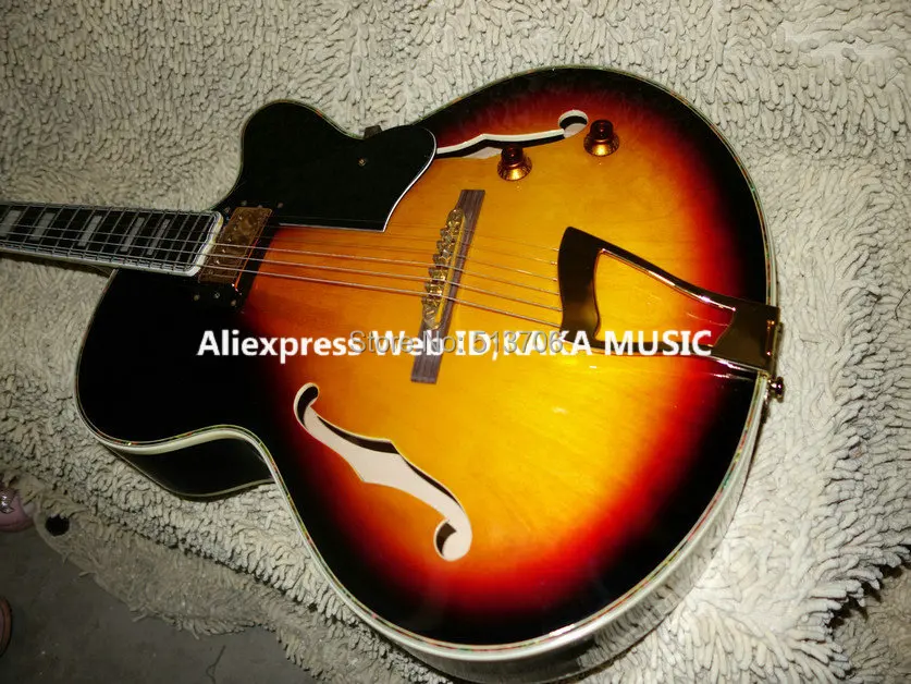 

New Arrival Sunburst Classic One Pickup Jazz Guitar Gold Hardware guitars best selling