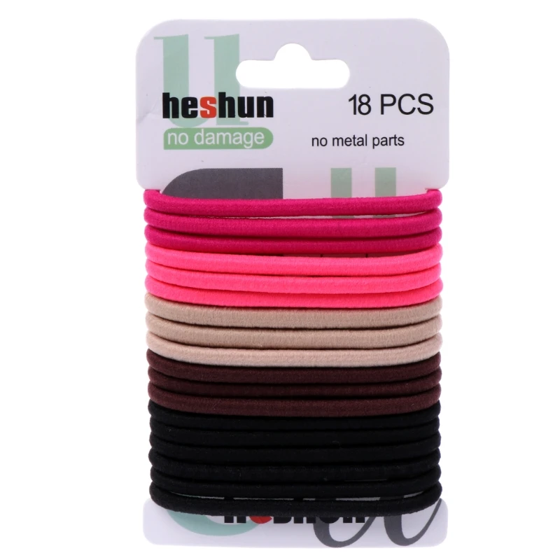 

18 Pcs Women Girls Elastic Hair Band Ties Rope Ring Ponytail Holder Hair Accessories Hairband 4mm Solid Polyester Bands