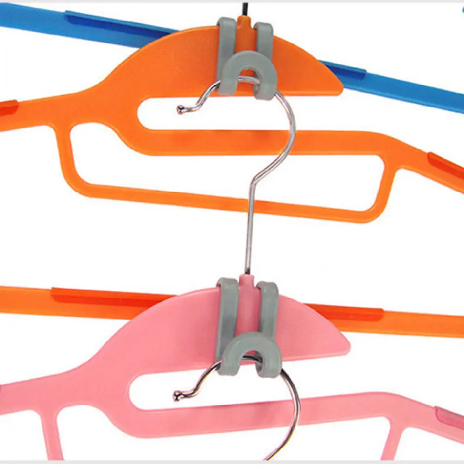 10PCS Portable Pile Coating Unisex Mini Clothing Hook Rack Connecting Hook Clothes Accessories Random Color
