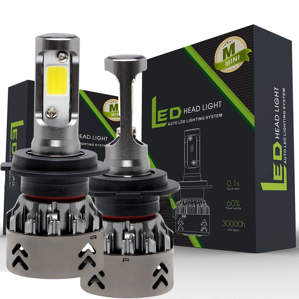 

Hi-Lo Beam Car Modification Headlight Bulbs H4 H7 9006 H8/H9/H11 6000-6500K IP68 LED Car Lights 1 Pair DC9-36V 60W/set