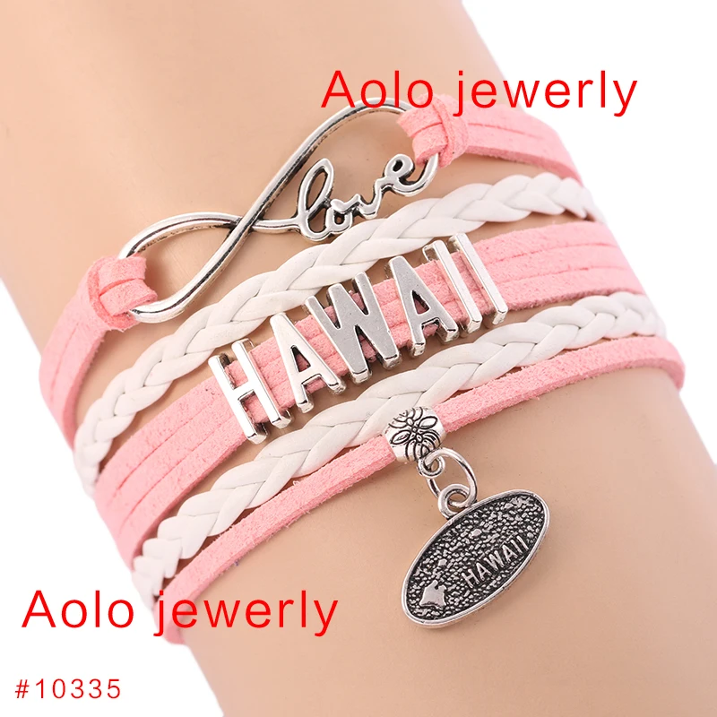 Гавайский State geographia Infinity Charm Bracelet Выберите свой цвет настроенный Браслет