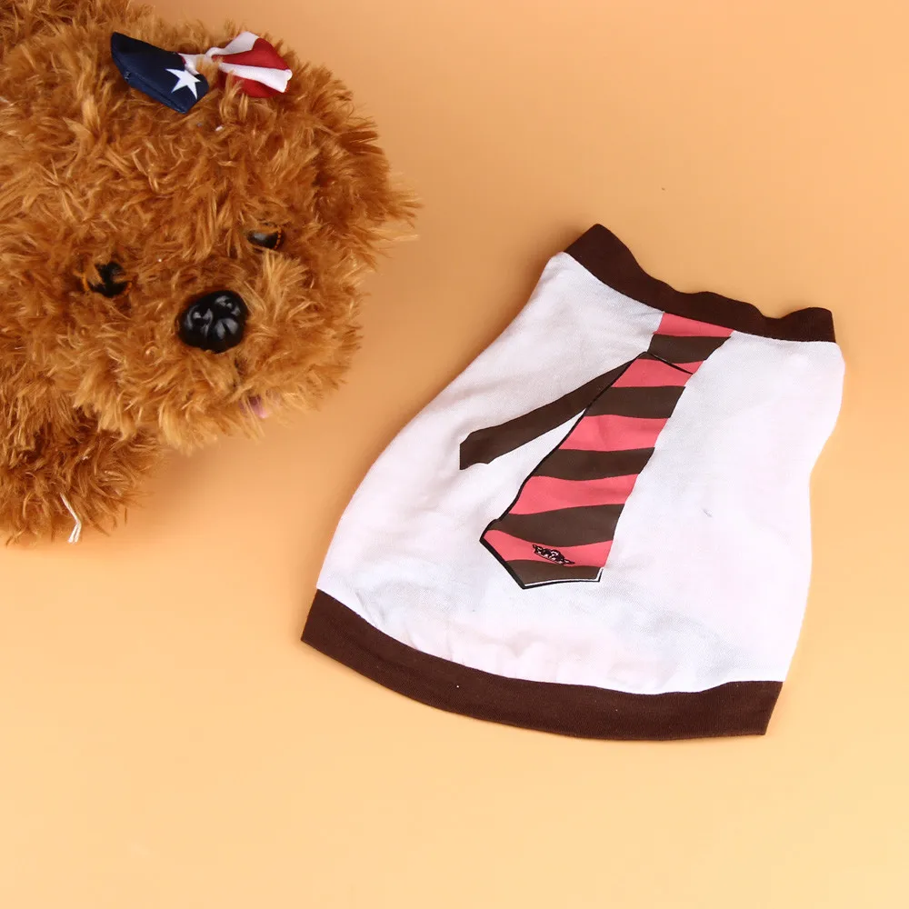 Мода г. сезон: весна–лето ПЭТ щенок Маленькая Собака Кошка Pet одежда жилет футболка одежда с принтом галстука красивый носить