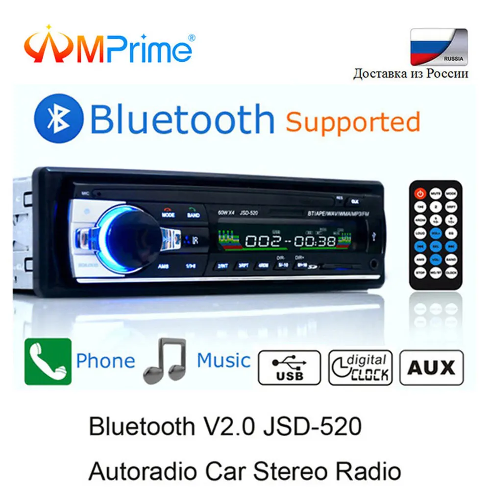 AMPrime JSD-520 Car Radio Bluetooth 12V In-dash 1 Din Stereo Autoradio Player AUX-IN MP3 FM Receiver SD USB SD Car audio Player AMPrime JSD-520 Car Radio Bluetooth 12V In-dash 1 Din Stereo Autoradio Player AUX-IN MP3 FM Receiver SD USB SD Car audio Player