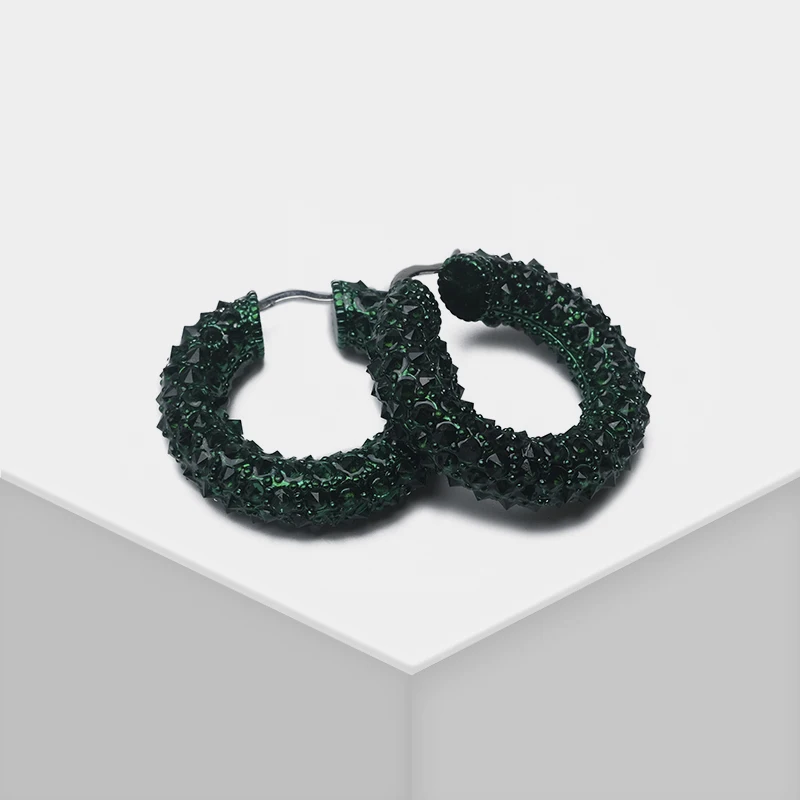 Green circle fashion drop earrings