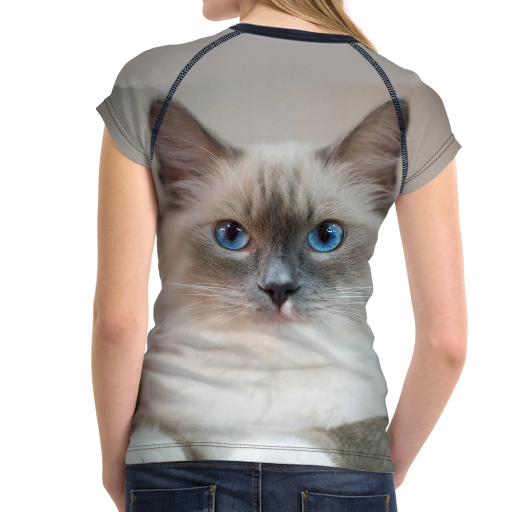 FORUDESIGNS/3D Ragdoll кошка футболка с принтом для женщин Повседневное спортивные футболки Брендовая женская короткими рукавами Топ культур костюмы