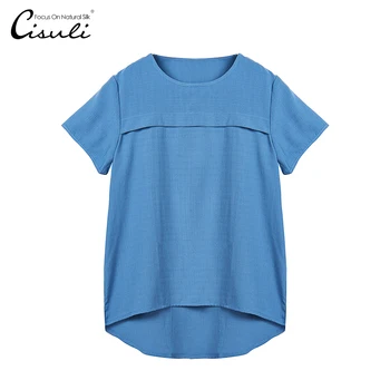 

100% Silk Long Shirt Mulberry Silk New Desigual Women Sport Tops Quick Dry Comfortable women's Shirt Plus Size Breathable Blue