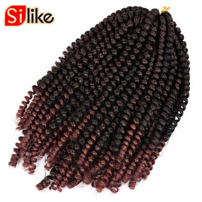 Silike 8 inch Crochet Braids Ombre Spring Twist Hair Kanekalon Synthetic Hair Extensions Braids Kinky Curly Twists 110g/pack Silike 8 inch Crochet Braids Ombre Spring Twist Hair Kanekalon Synthetic Hair Extensions Braids Kinky Curly Twists 110g/pack