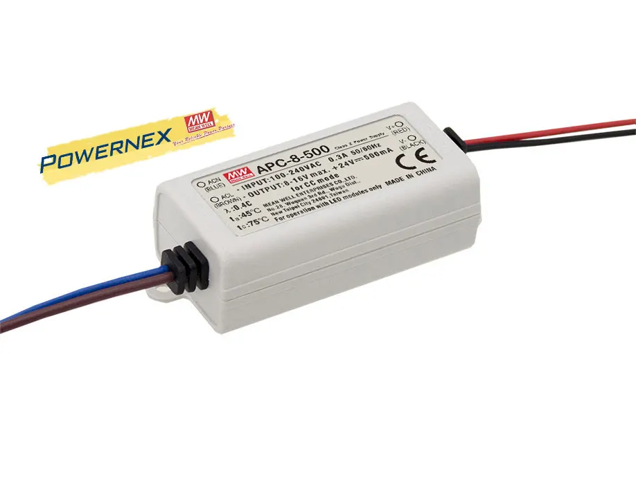

[PowerNex] MEAN WELL original APC-8-500 8~16V 500mA meanwell APC-8 8~16V 8W Single Output Switching Power Supply