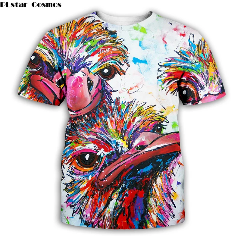 

Men/Women Funny Ostrich Graffiti Painting Vrolijk Schilderij Artist Print 3D hoodies Sweatshirts unisex short sleeve shirts coat