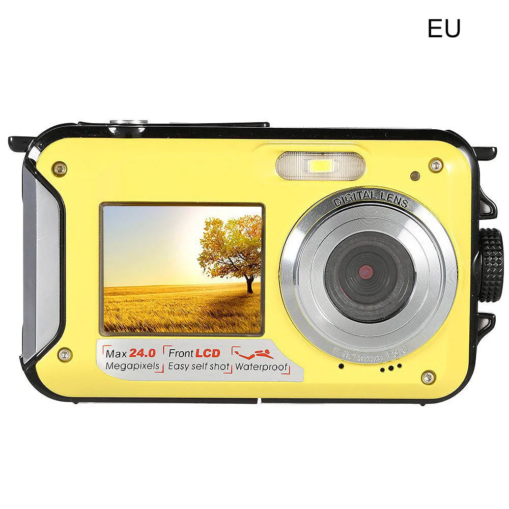 

2.7" Digital Camera Waterproof 24MP MAX 1080P Double Screen 16X Digital Zoom Camcorder HD Underwater Camera