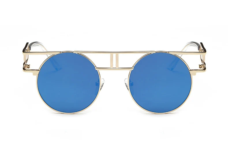 Emosnia Уникальные Круглые Солнцезащитные очки в стиле стимпанк женские готические модные брендовые Дизайнерские мужские солнцезащитные очки в винтажном стиле Oculos De Sol Feminino - Цвет линз: C4 Gold Blue