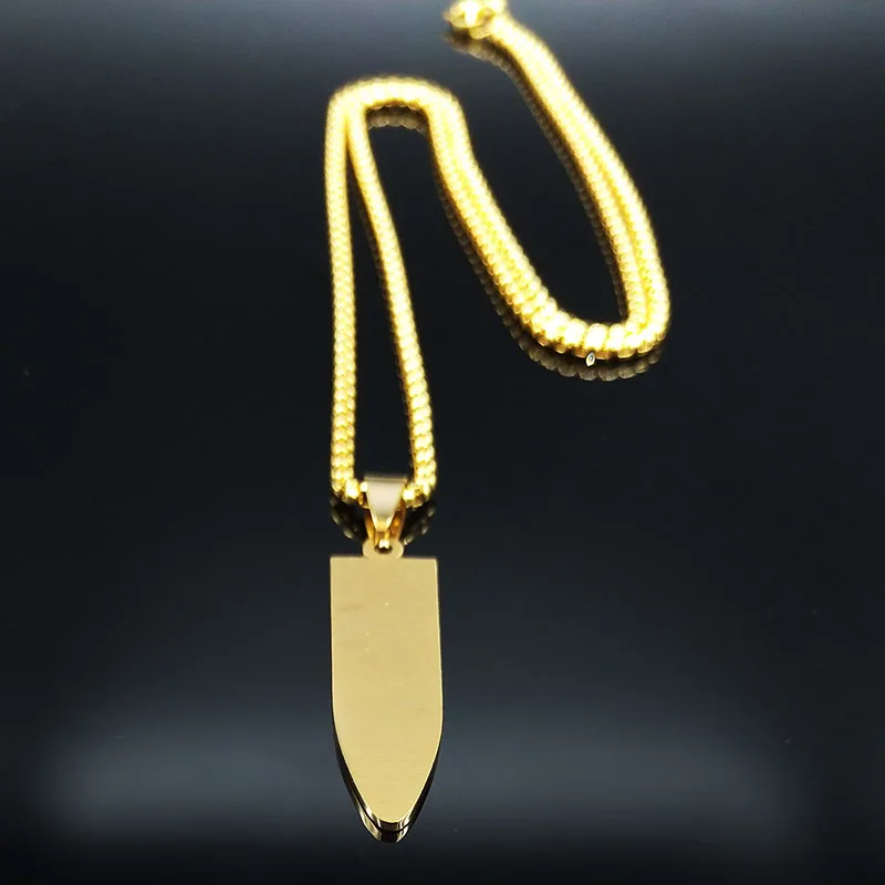Модное Длинное Ожерелье-чокер из нержавеющей стали для мужчин золотого цвета, ожерелья с пулей, ювелирные изделия cadenas para hombre N18947