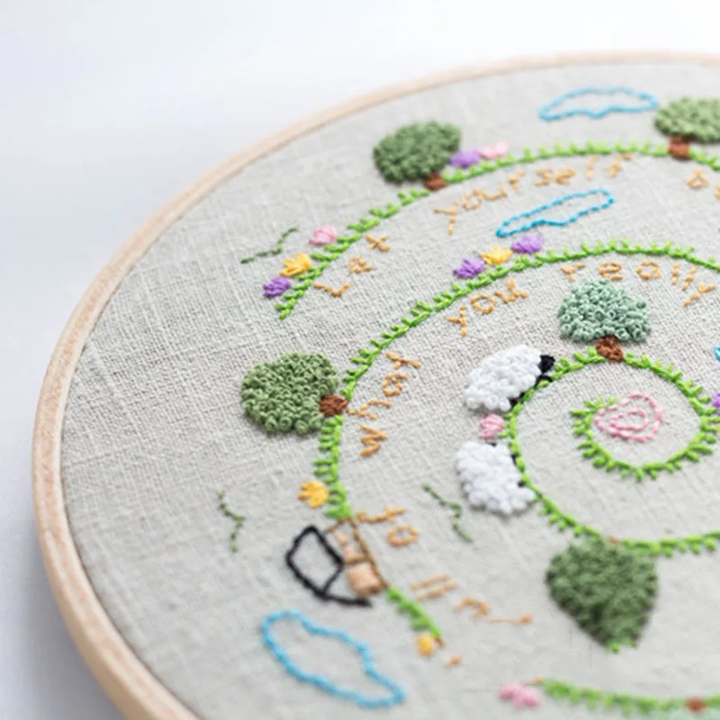 

Hot DIY Embroidery Starter Kit Pre Printed Needlework Plant Pattern Color Threads for Handmade Gifts LFD