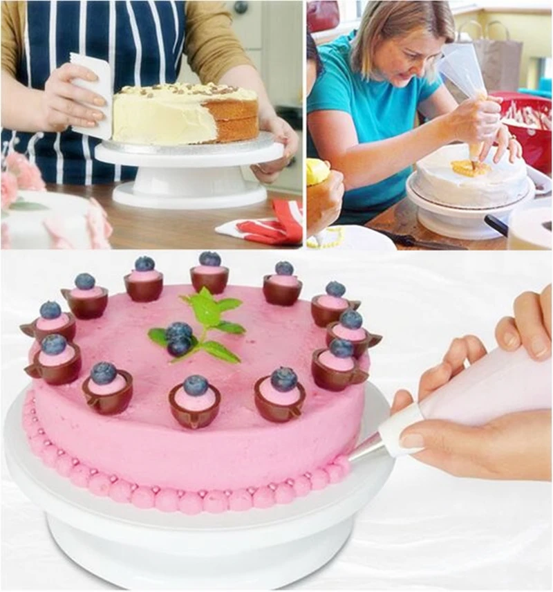

Cake Base Rotating Wedding Birthday Cake Plate Turntable Cake Decorating Stand Baking Tools