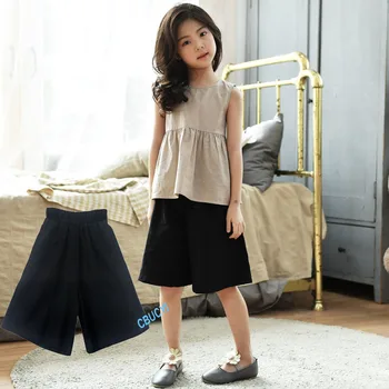 

cotton teenage kids pants summer clothing casual girls clothes 2020 knee length black toddler children pants girl high waist