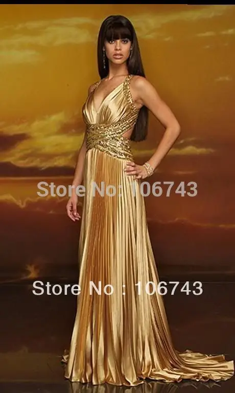 

free shipping dress for party 2015 new hot Sexy brides maid dresses Custom size vestidos formales long gold beading prom dresses
