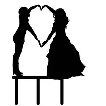 Украшения для свадебного торта, невеста, же секс заказной торт Топпер ЛГБТ брак, лесбиянки свадебный торт Топпер, миссис Золотой силуэт