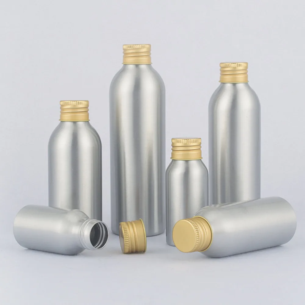 

6ps 120ml Portable travel perfume water cosmetic make up aluminum metal bottle metal refillable Toner reuse bottle with screw