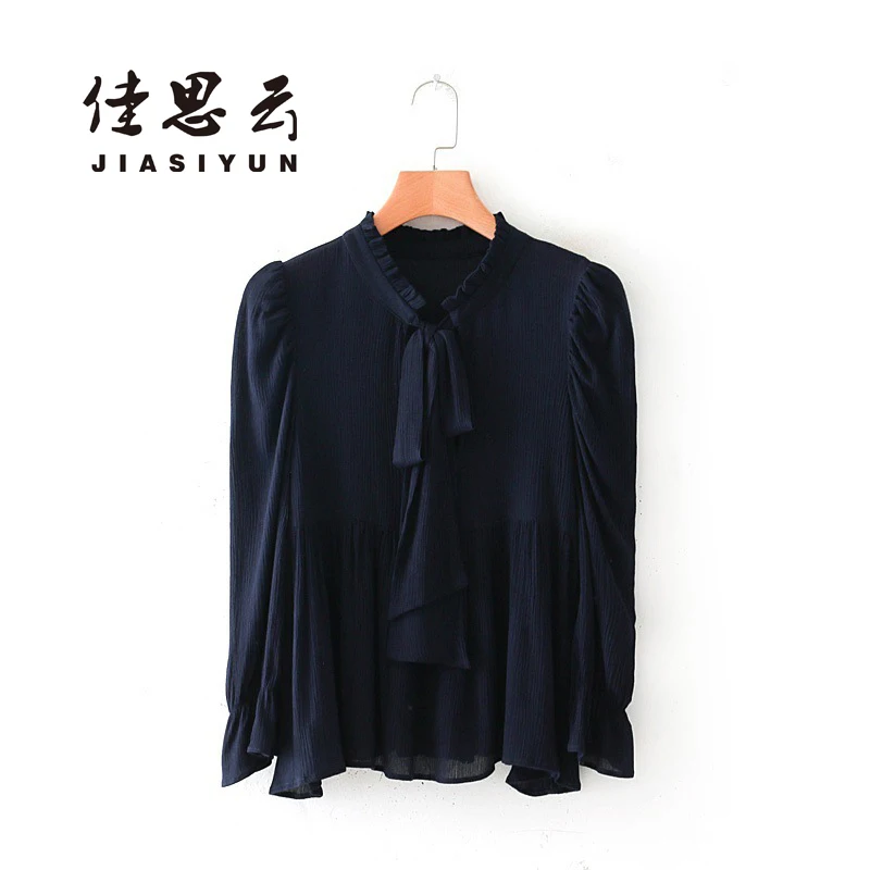 JIASIYUN Autumn Spring Fashion Women Sweet Ruffles Boetie O Neck Shirts Long Sleeve Blouse Casual Loose Tops JIASIYUN Autumn Spring Fashion Women Sweet Ruffles Boetie O Neck Shirts Long Sleeve Blouse Casual Loose Tops