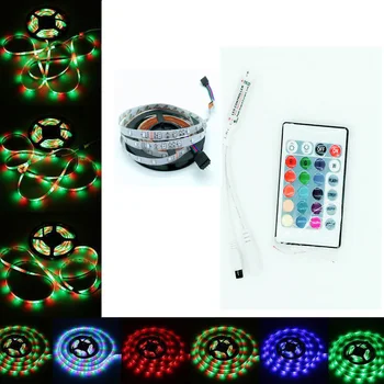 

RGB Conductive Strips 5M 300Led 3528 SMD IP65 + 24 Key Infrared Remote Control Flexible Light LED 12 V DC Home Lamp