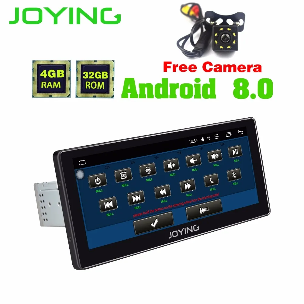 

JOYING 10.25INCH 1din car multimedia player android 8 octa core 4gb ram 32gb rom radio stereo with free rear view reverse camera