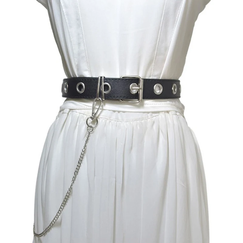 Готический поясной ремень из искусственной кожи с отверстиями женские