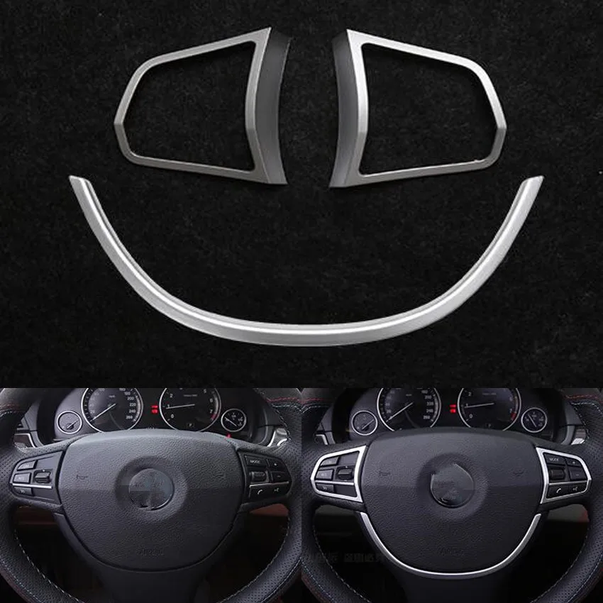 

Fit For F10 5 series 525i 520i Chrome 2Pcs Left and Right Steering Wheel Button Cover Trim + 1 U Type Car Styling Sticker ABS