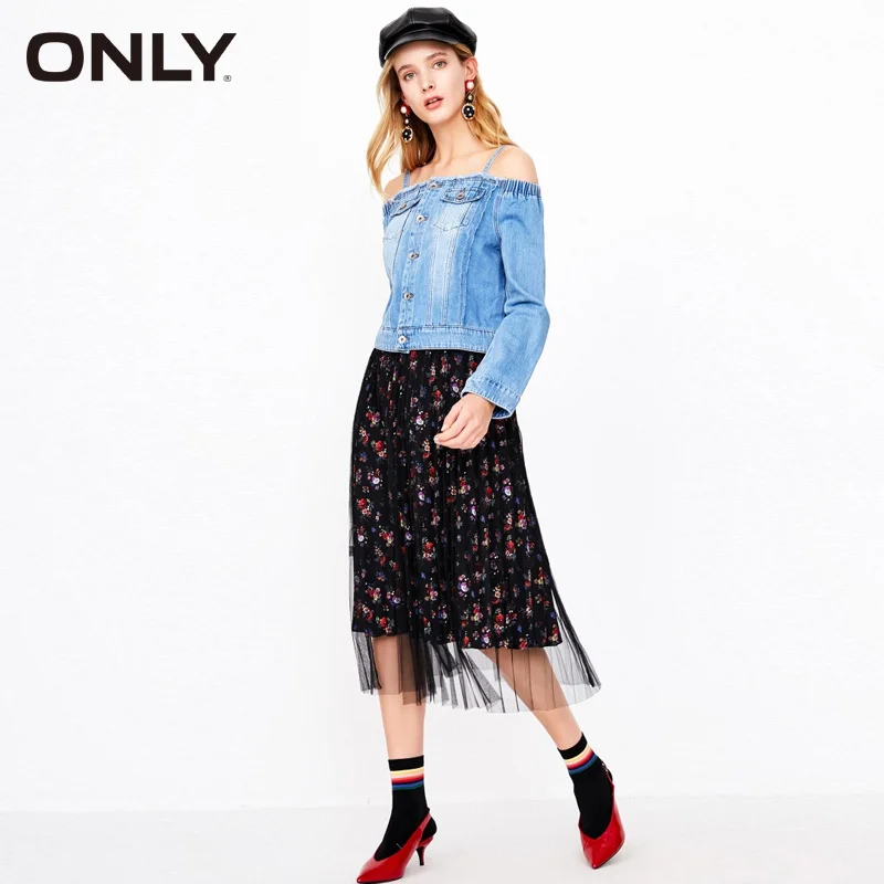 Kopen Alleen Lente   Herfst Off Shoulder Gewassen Denim Jasje Jas | 118154516